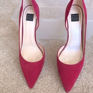WHITE HOUSE BLACK MARKET red suede heels Size 8.5 M